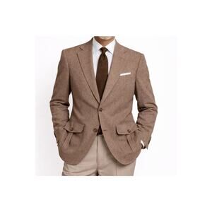 Canali Brown Cupro Tweed Stretch Unlined Blazer Sportscoat 48 R Luxury Career